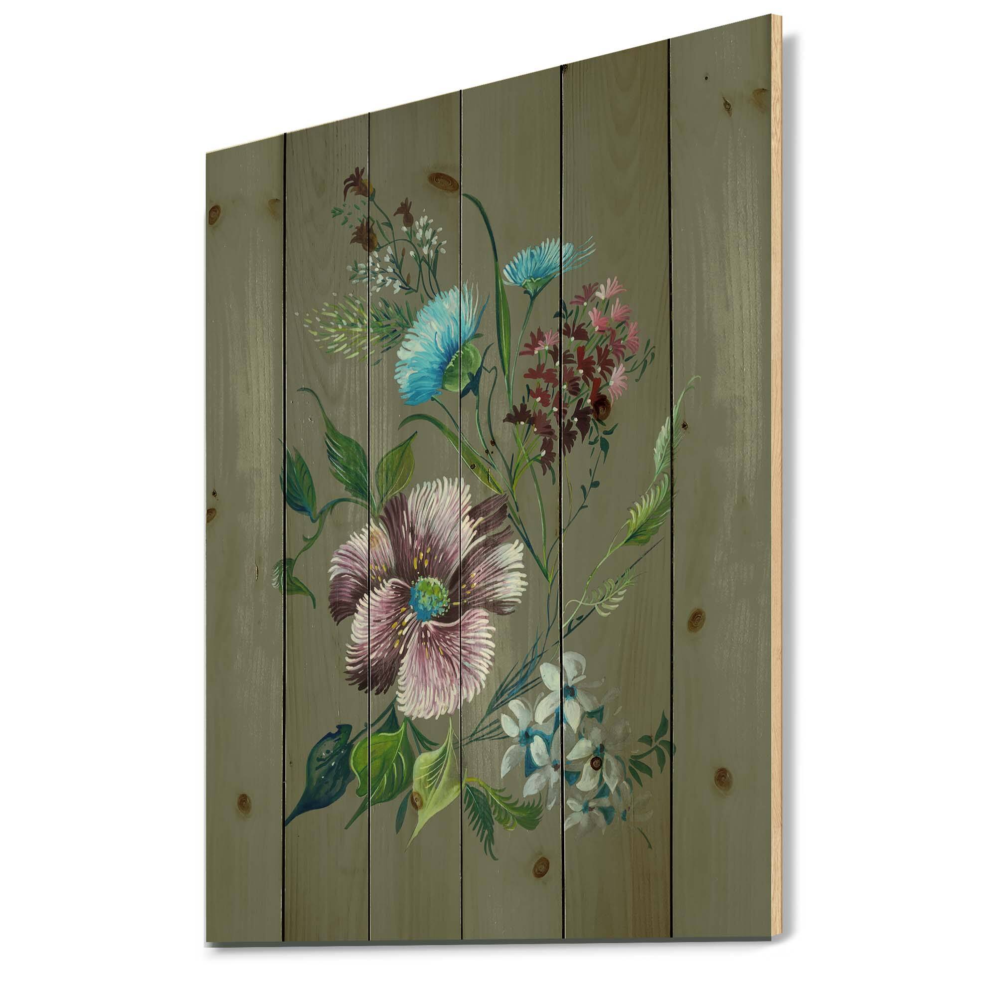 Designart - Purple and Turquoise Spring Flowers